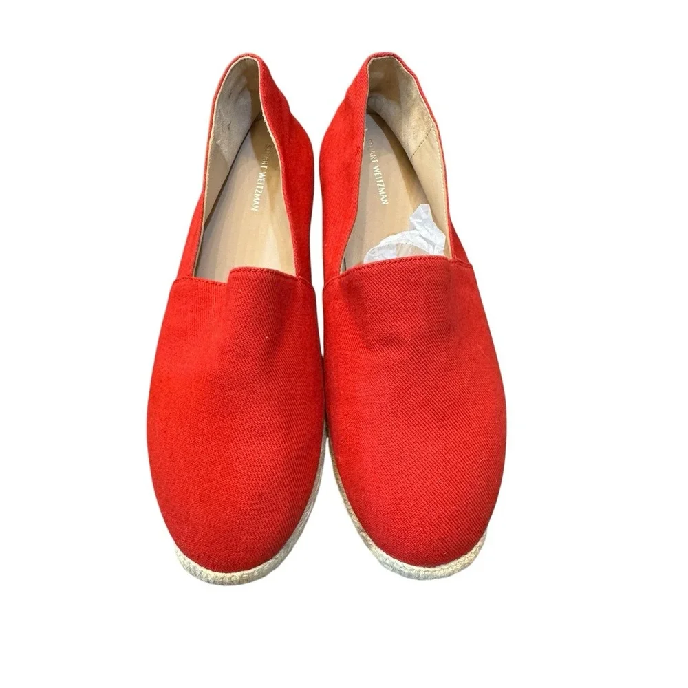 NWOT!! Stuart Weitzman‎ Dree Flat Espadrille Red Size US 9.5 EUR 40 Nautical